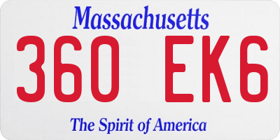 MA license plate 360EK6