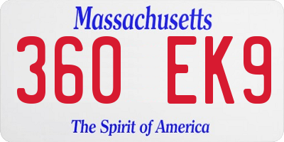 MA license plate 360EK9