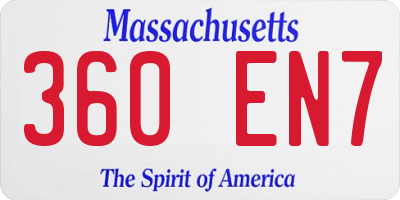 MA license plate 360EN7