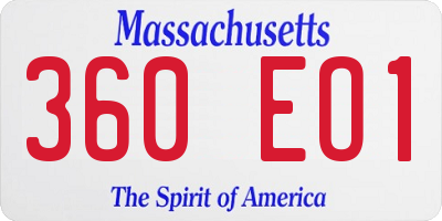 MA license plate 360EO1