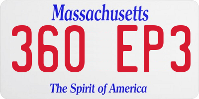 MA license plate 360EP3