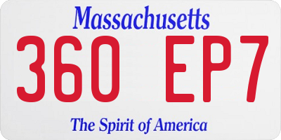 MA license plate 360EP7