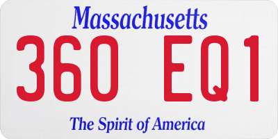 MA license plate 360EQ1