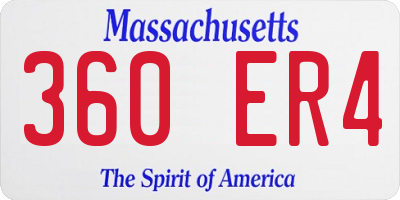 MA license plate 360ER4