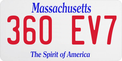 MA license plate 360EV7