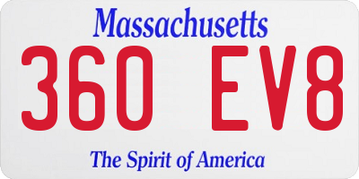 MA license plate 360EV8