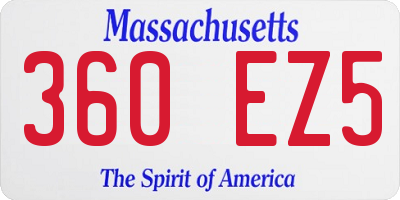MA license plate 360EZ5