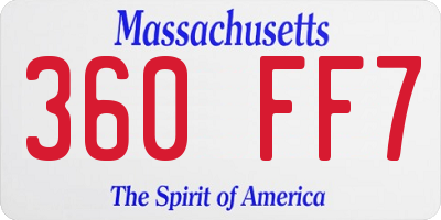 MA license plate 360FF7