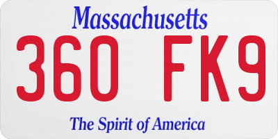 MA license plate 360FK9