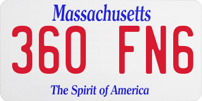 MA license plate 360FN6