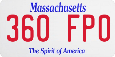 MA license plate 360FP0