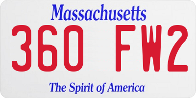 MA license plate 360FW2