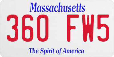 MA license plate 360FW5