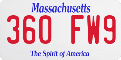 MA license plate 360FW9