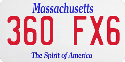 MA license plate 360FX6