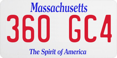 MA license plate 360GC4