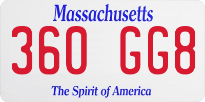 MA license plate 360GG8