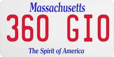 MA license plate 360GI0