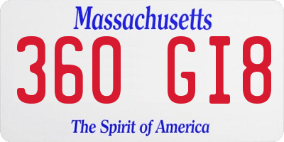 MA license plate 360GI8