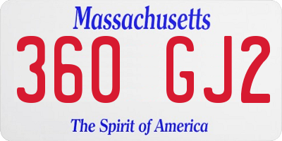 MA license plate 360GJ2