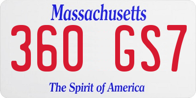 MA license plate 360GS7