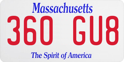 MA license plate 360GU8