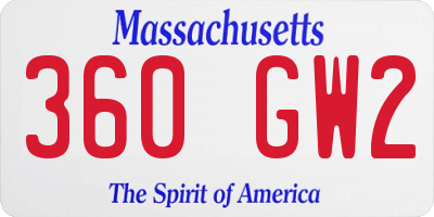 MA license plate 360GW2