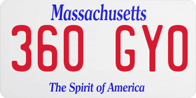 MA license plate 360GY0
