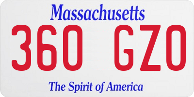 MA license plate 360GZ0