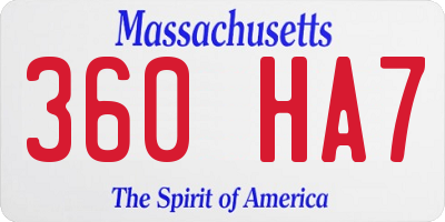 MA license plate 360HA7
