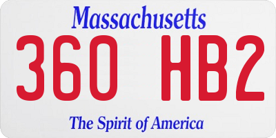 MA license plate 360HB2