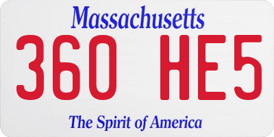 MA license plate 360HE5