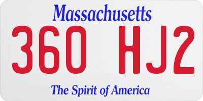 MA license plate 360HJ2
