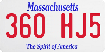 MA license plate 360HJ5