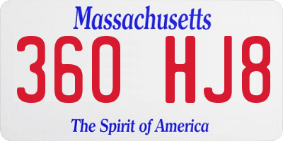MA license plate 360HJ8