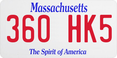 MA license plate 360HK5
