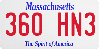 MA license plate 360HN3