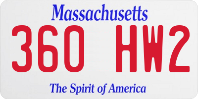 MA license plate 360HW2