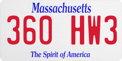 MA license plate 360HW3