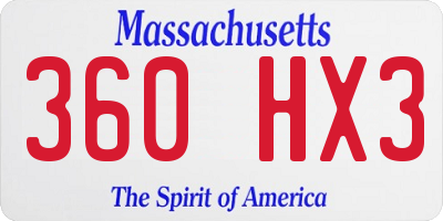 MA license plate 360HX3