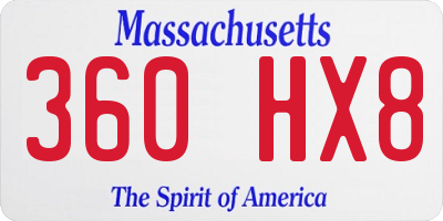 MA license plate 360HX8