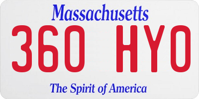 MA license plate 360HY0