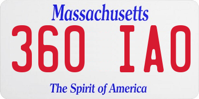 MA license plate 360IA0