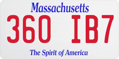 MA license plate 360IB7