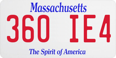 MA license plate 360IE4