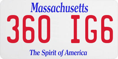 MA license plate 360IG6