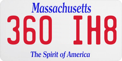MA license plate 360IH8