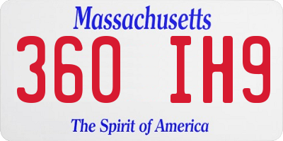 MA license plate 360IH9