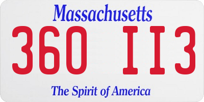MA license plate 360II3