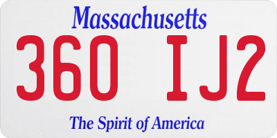 MA license plate 360IJ2